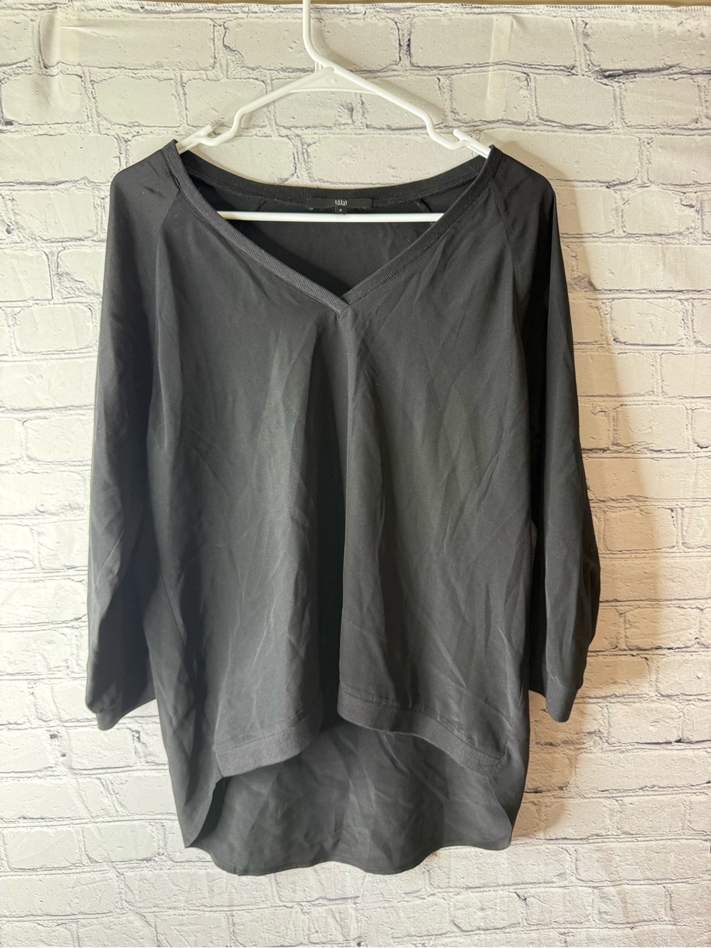 Tibi Black V-Neck Long Sleeve silk blouse size 4 - Picture 2 of 6